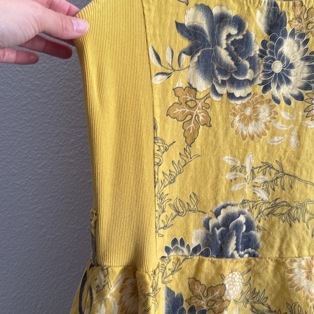 Yellow Tiered Floral Sleeveless Dress Made in Italy - Picture 5 of 10